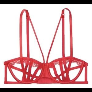 Victoria’s Secret Red strappy lace bra